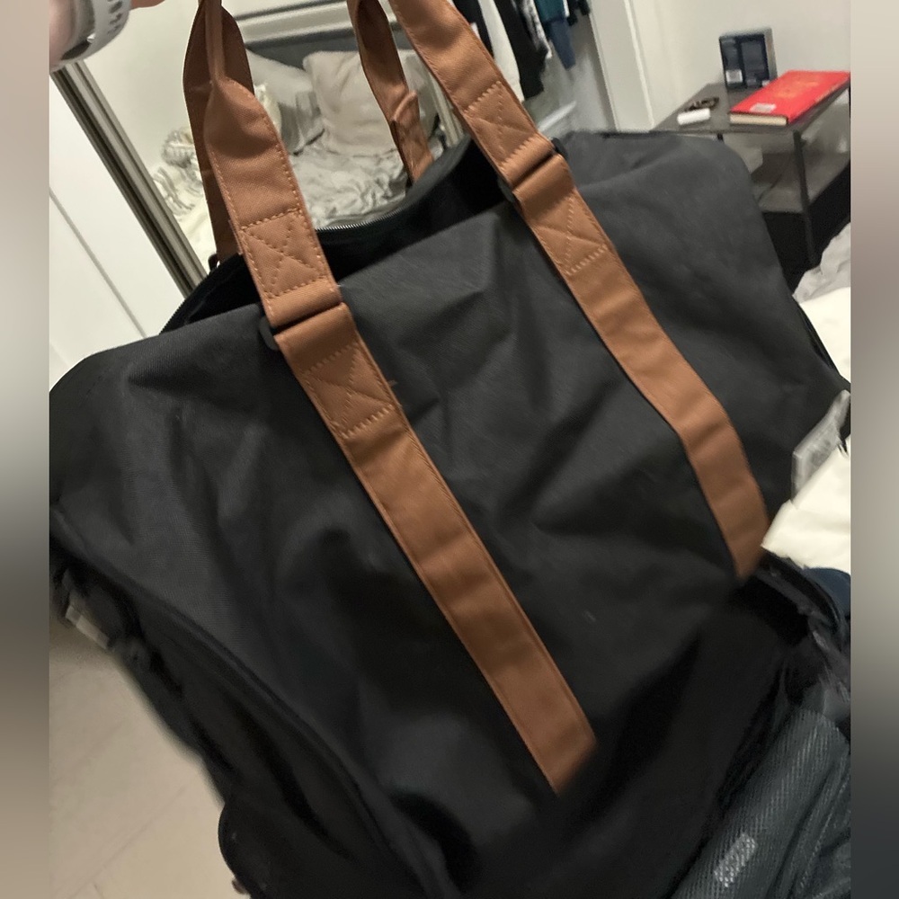 Herschel Supply Company Black Duffel Bag with Tan Straps